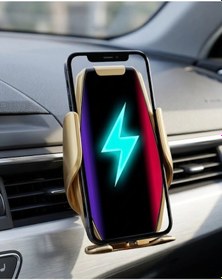Resim Araç Havalandırma Telefon Tutucu Kablosuz Şarj Destekli Akıllı Sensörlü 1 Adet 