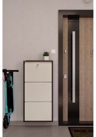 Resim Ceha Kilitli Metal Ayakkabılık 3'lü Kahverengi - Krem - K.AYK-3 /AB8317-AB1013/KL Kahverengi 