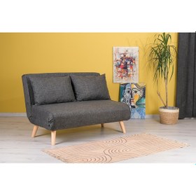 Resim Folde 120 İkili Yataklı Katlanır Koltuk Keten Koyu Gri Koyu Gri 