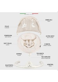 Resim Elele Dormire 2 Elektrikli Otomatik Sallanan Kademeli Ana Kucağı Bej 
