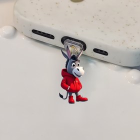 Resim 1 adet 2D Sevimli Eşek Mobil Telefon Toz Geçirmez Fiş Akıllı Telefonlar için, Akrilik Şarj Bağlantı Noktası Koruyucu iPhone ve Tip-C Konnektör ile Uyumlu 