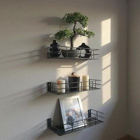 Resim 3'lü Set Dekoratif Metal Duvar Rafı - Minimalist Tasarım, Dayanıklı ve Şık Raflar - 31cm/29cm/27cm 