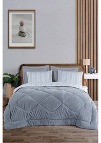 Resim Sport Çizgili 2li Yastık Kılıfı Soft Line Gri Gri 