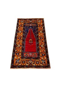 Resim El Dokuma Antika Kolleksiyonluk Seccade 125x210 Büyük Namazlık Kırmızı 