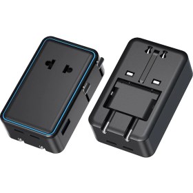 Resim Matechno 25W Evrensel Seyahat Adaptörü 2xtype-C 1xusb Eu Us Au Uk Priz Fiş Çevirici Dönüştürücü 