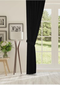 Resim Cheap's Home Petek Dokulu Kadife Dokuma Normal 1 X 2.5 Pileli Fon Perde Siyah 