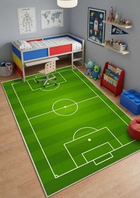 Resim Gökotta Futbol Sahalı Dijital Baskılı Yıkanabilir Çocuk Halısı Oyun Halısı 