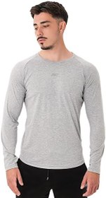 Resim MuscleCloth Elite Reglan Uzun Kollu T-Shirt Gri Melanj 