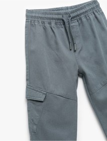 Resim Koton Pamuklu Gabardin Beli Bağcıklı Kargo Cepli Jogger Pantolon Mavi 6wmb40005tw Mavi 