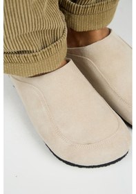 Resim Wind Kadın Hakiki Deri Düz Sabo Terlik-10495 Bej 