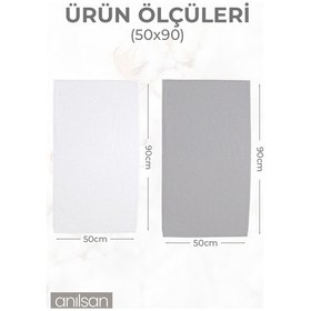 Resim 6'lı Gri-beyaz El Havlusu - 50x90 Cm, 225 Gr, %100 Pamuk, Spa Ve Otel Havlusu Beyaz - Gri 