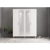 Resim Açelya Aynalı Portmanto Vestiyer Ayakkabılık Meşe Beyaz - M2 180cm Meşe Beyaz 