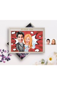 Resim Bk Gift Kişiye Özel Evleniyoruz Karikatürlü 1000 Parça Profesyonel Puzzle-5 
