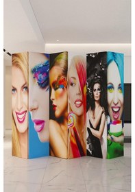 Resim Kadınlar Çift Taraf Baskılı 6 Kanat Paravan 000040 