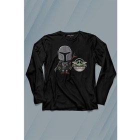 Resim Kendim Seçtim Baby Yoda Mando Figür The Mandalorian Bebek Yoda Star Wars Uzun Kollu Tişört Baskılı Çocuk T-Shirt 