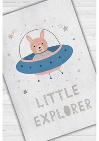 Resim Homshtag Minik Kaşif Beyaz Çocuk Odası Halısı Minimal Çocuk Halısı Çok Renkli 