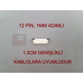 Resim FFC 12 Pin 1mm Adımlı Flex Kablo Sabitleyici Konnektör Soketi Sabitleme Fleks Bağlama Aparatı 