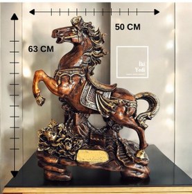 Resim Ruligo 63 Cm Şahlanan Büyük At Heykeli Dekoratif Objeler Ofis Hediyesi Ev Dekorasyonu Lüks Hediye 