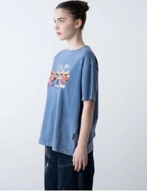 Resim Zekids Kız Çocuk Ayıcık Baskılı Oversize T-shirt-15808 Mavi 