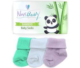 Resim Novibaby 3'lü Bambu Yenidoğan Bebek Çorabı I Trendy I 0-6 Ay 