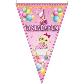 Resim Pasta Market Pasta Markettime Flama 1 Yaşındayım 10'lu Pembe 