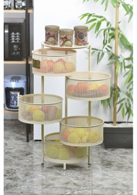 Resim 5 Katlı Metal Açılır Kapanır Paslanmaz Sebzelik Krem 