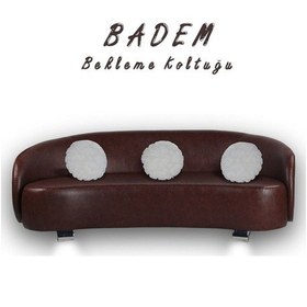 Resim Koltukstilim Badem Üçlü Bekleme Koltuğu Kahverengi 