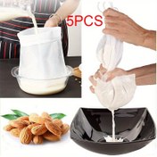 Resim 5 adet Premium Gıda Sınıfı Fındık Sütü Çantaları - Almond, Soya ve Soğuk Kahve için Yeniden Kullanılabilir İnce File Filtre Çantaları - Pürüzsüz ve Verimli Süt Filtreleme, Kahve Filtreleme Çantaları | Şeffaf Tasarım | Dayanıklı Plastik Çantalar, Fındık Sütü Çantası 