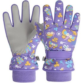 Resim Wezone Kış Çocuk Kayak Eldiveni - Isı Sağlar, Rüzgar Ve Su Geçirmez - Mor S Beden Mor 
