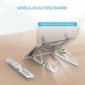 Resim Taşınabilir Laptop Stant Bilgisayar Stant Notebook Stant Tüm Laptoplarla Uyumlu Bilgisayar Standı Taşınabilir Metal Kaymaz Stant Dizüstü Bilgisayar Stantları Stantı 