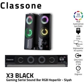 Resim Classone X3 Gamıng Soundbar - Rgb Hoparlör -Siyah 