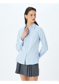 Resim Koton Uzun Kollu Slim Fit Klasik Poplin Gömlek Mavi 5sak60043uw Mavi 