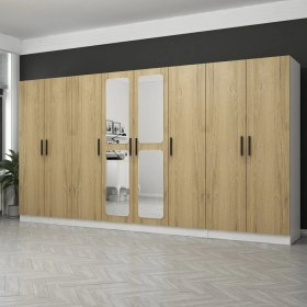 Resim Minar Kale 8 Kapaklı Aynalı 2ç Dolap - Pera Ceviz 210 cm 