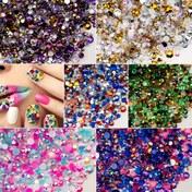 Resim Renkli Düz Sırtlı Rhinestones Seti, 3000 parçalık 2-6mm Karma Boyutlu Çok Renkli Reçine Yuvarlak Boncuklar, El Sanatları, Tırnaklar, Tüpler, Ayakkabılar, Yüz Sanatı Dekorasyonu için - 30g Paket 