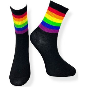 Resim Me-vo 5'li Unısex Alev, Retro Spor, Gökkuşağı Tasarımlı Esnek Nem Alabilen Pamuklu Spor Soket Çoraplar Çok Renkli 