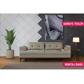 Resim Didar Üçlü Yataklı Kanepe Açık Yeşil Kazayağı 