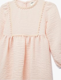 Resim Koton Uzun Kollu Dantel Detaylı Pileli Bebe Yaka Elbise Pembe 6smg80057aw Gül 