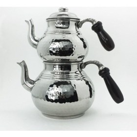 Resim Bakır Çaydanlık Takımı Küçük Boy Krom 