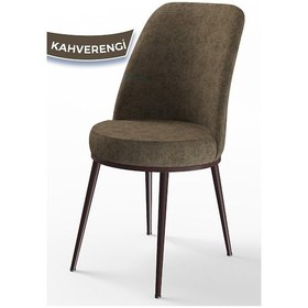 Resim Canisa Dexa Serisi, Üst Kalite Mutfak Sandalyesi, 6 Adet Kahve Sandalye, Metal Kahverengi Iskeletli Sandalye Kahve Ayaklar Kahve 