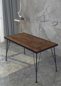 Resim Modelvizyon 60x90 Dekoratif Ceviz Mutfak Balkon Bahçe Cafe Yemek Masası 