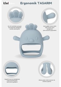 Resim Kiwi 2 İn 1 Chicken - Marmot Tutması Kolay Diş Kaşıyıcı Seti Alman Tasarım Dusty Blue 