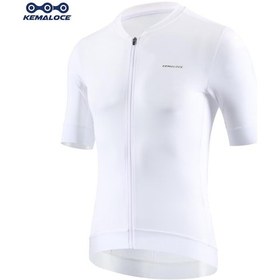 Resim Beyaz Kemaloce Bisiklet Jersey Erkekler Kısa Kollu 2024 Yaz Katı Mavi Ve Siyah Ve Beyaz Ve Gri Yansıtıcı Nefes Serin Bisiklet Bisiklet Forması Beyaz 