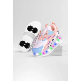Resim Nils Kız Çocuk Patenli, Işıklı Rahat Pembe Spor ve Günlük Ayakkabı&sneaker | Yeni Model Tarz Patenli Kaykay Ayakkabı 