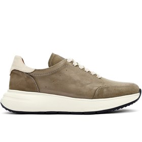 Resim Derimod Erkek Yeşil Bağcıklı Kalın Tabanlı Nubuk Deri Sneaker 25SFD6505V3 