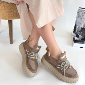 Resim TUGERDİ Vizon Süet Bağcıklı Ortopedik Topuk Dikenine Karşı Üretim Kadın Spor Ayakkabı TGY239811 