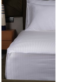 Resim Atina Serisi Çift Kişilik Pamuk Saten Çarşaf 240 280cm Beyaz 