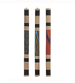 Resim Wolawood Doğal Bambu Kaval Flüt Yağmur Sesi Özel Aborjin Desenli Enstrüman El Yapımı Meditasyon Müzik Terapi 