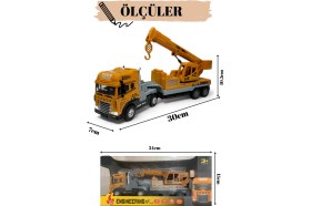 Resim KoseToys Vinç Iş Makinası 1:24 Işıklı Müzikli Çek Bırak 30 cm Die Cast 