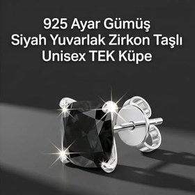 Resim 925 Ayar Gümüş Siyah Zirkon Taşlı Çivi Küpe Unisex Minimal Küpe 3 mm 4 mm 5 mm 6 mm 7 mm Parlak Taş Antialerjik Klipsli Tek ve Çift Seçenekli Kadın Erkek Günlük Kombin 