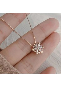 Resim 925ayar Zirkon Taşlı Kar Tanesi Rose Renk Kolye 